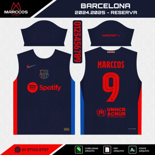Arte Vetor Camisa Barcelona Reserva 2024.2025