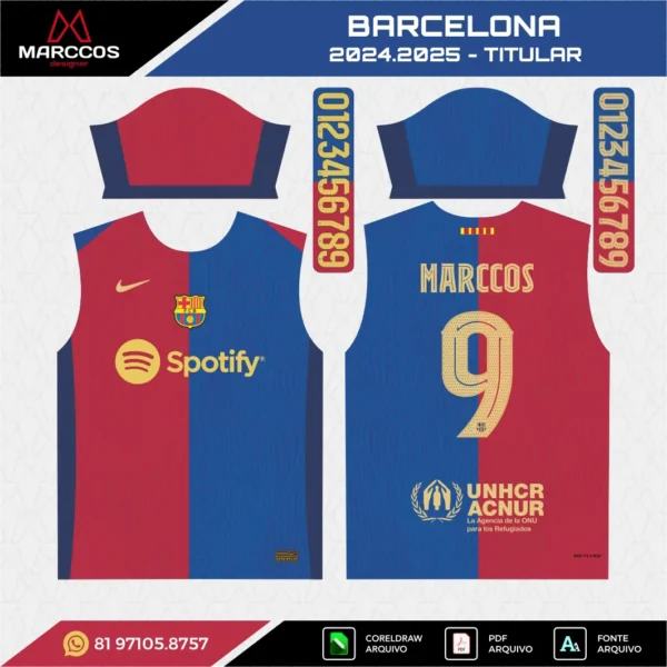 Arte Vetor Camisa Barcelona Titular 2024.2025