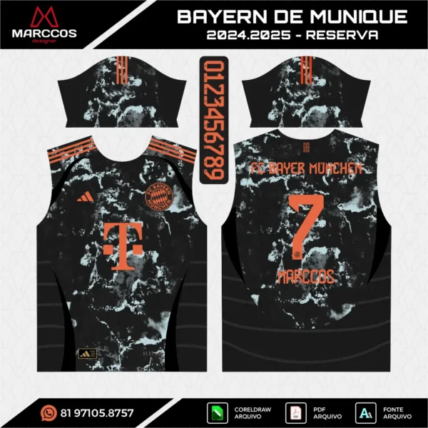 Arte Vetor Camisa Bayern de Munique Reserva 2024.2025