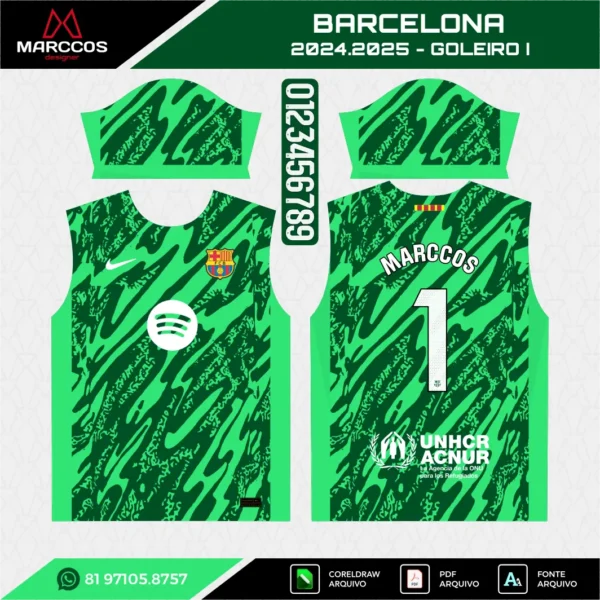 Arte Vetor Camisa Barcelona Goleiro 2024.2025