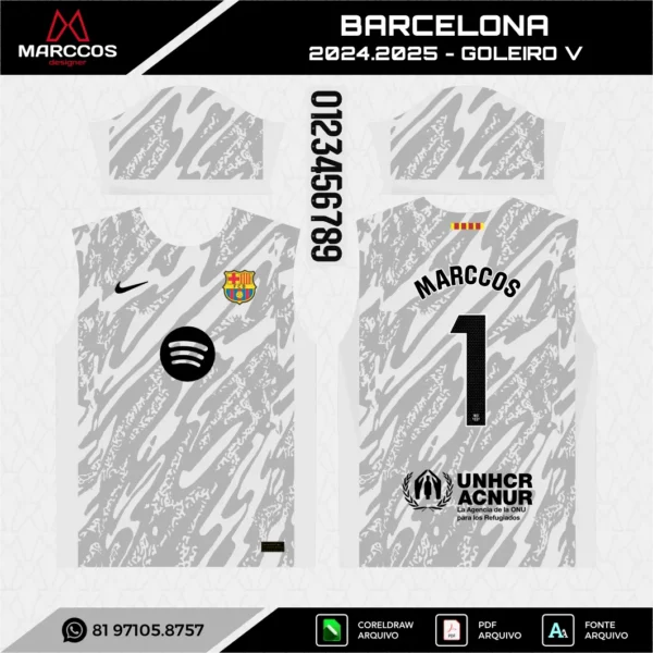 Arte Vetor Camisa Barcelona Goleiro 2024.2025