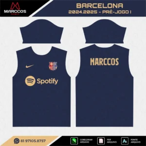 Arte Vetor Camisa Barcelona Pré Jogo 2024.2025