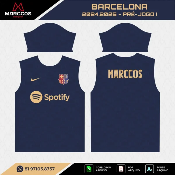 Arte Vetor Camisa Barcelona Pré Jogo 2024.2025