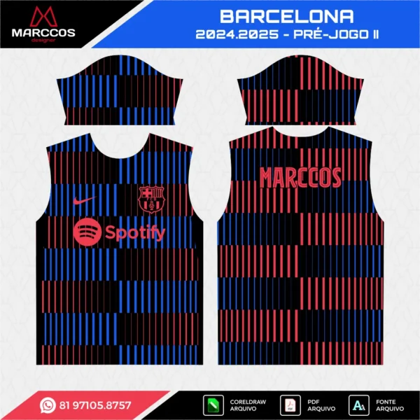Arte Vetor Camisa Barcelona Pré Jogo 2024.2025