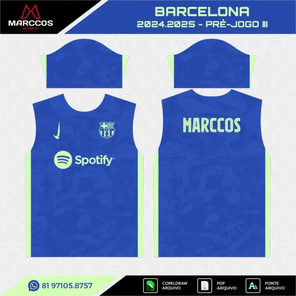 Arte Vetor Camisa Barcelona Pré-Jogo 2024.2025