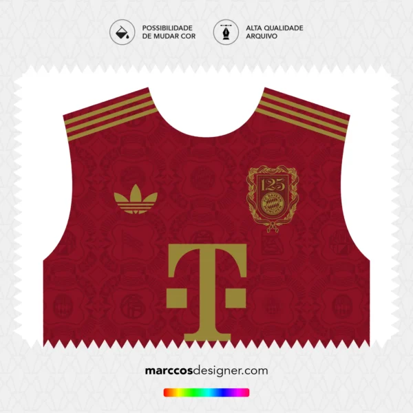 Arte Vetor Camisa Bayern de Munique 125 Anos 2024.2025