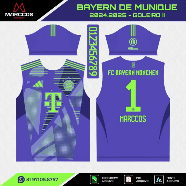 Arte Vetor Camisa Bayern de Munique Goleiro 2024.2025
