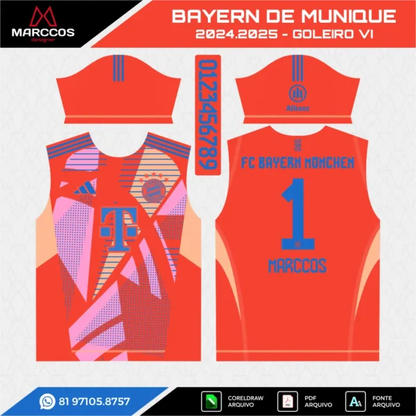 Arte Vetor Camisa Bayern de Munique Goleiro 2024.2025