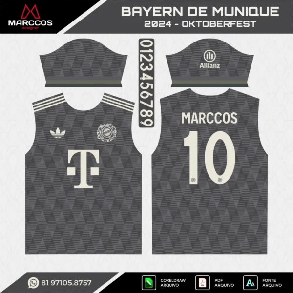 Arte Vetor Camisa Bayern de Munique Oktoberfest 2024.2025