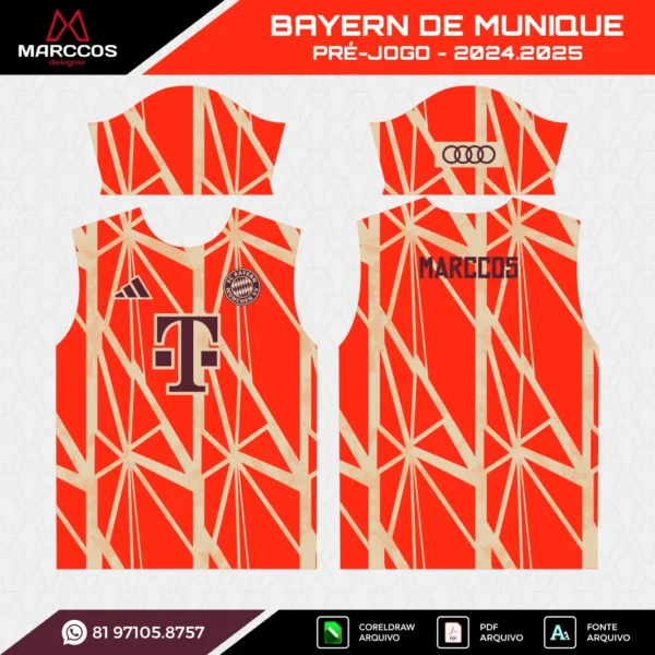 Arte Vetor Camisa Bayern de Munique Pré-Jogo 2024.2025