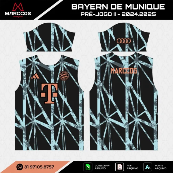 Arte Vetor Camisa Bayern de Munique Pré-Jogo 2024.2025