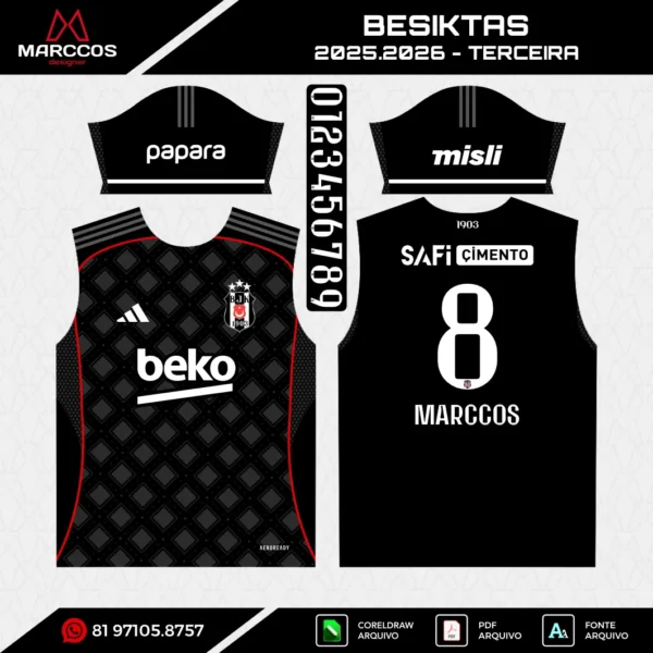 Arte Vetor Terceira Camisa Besiktas 2025.2026