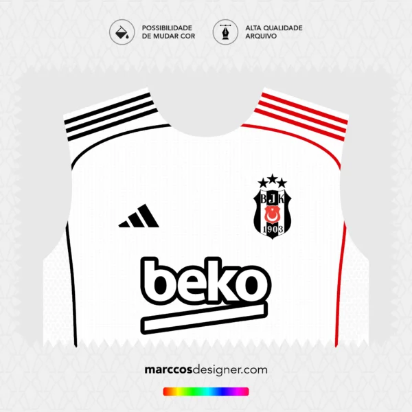 Arte Vetor Camisa Besiktas Titular 2025.2026