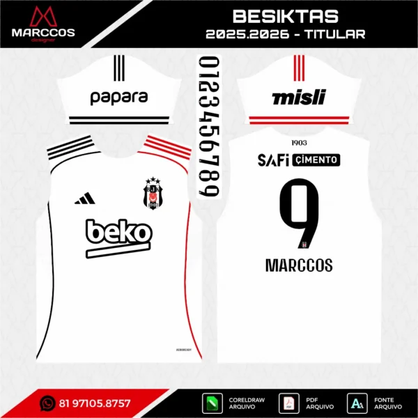 Arte Vetor Camisa Besiktas Titular 2025.2026