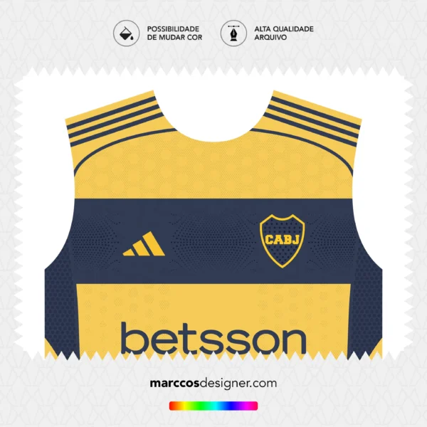 Arte Vetor Camisa Boca Juniors Reserva 2025.2026