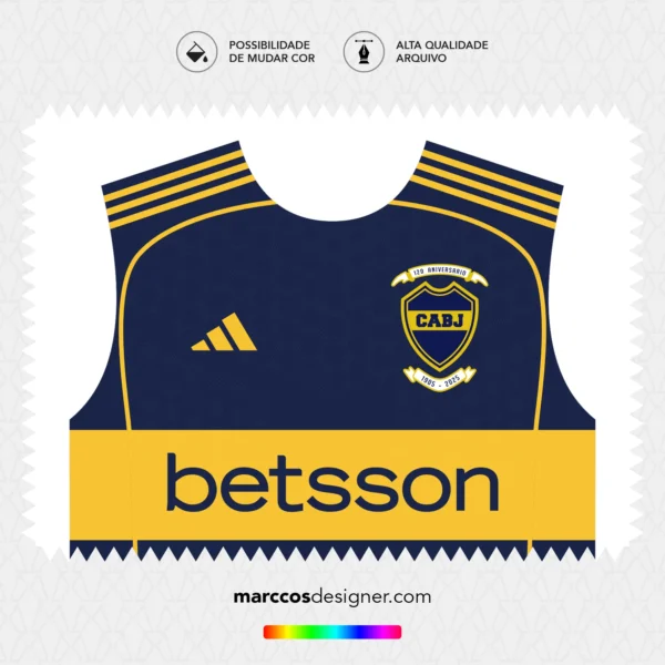 Arte Vetor Camisa Boca Juniors Titular 2025.2026