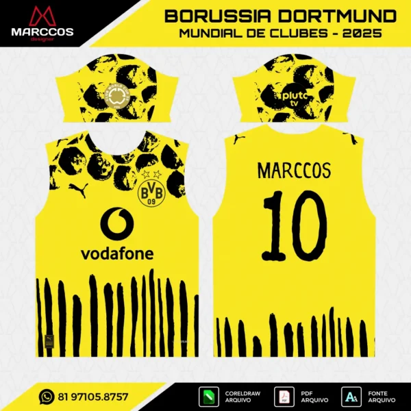 Arte Vetor Camisa Borussia Dortmund Mundial de Clubes 2025