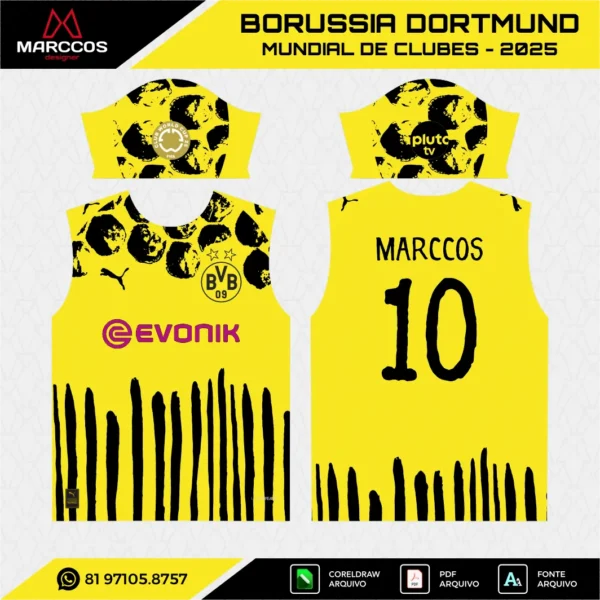 Arte Vetor Camisa Borussia Dortmund Mundial de Clubes 2025