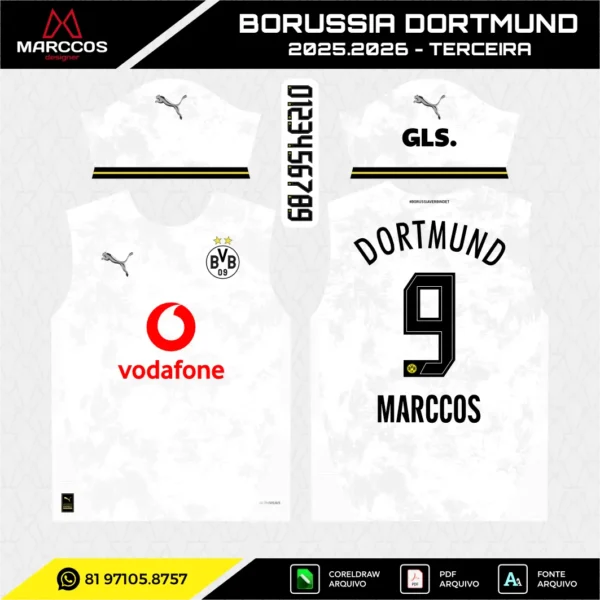 Arte Vetor Terceira Camisa Borussia Dortmund 2025.2026