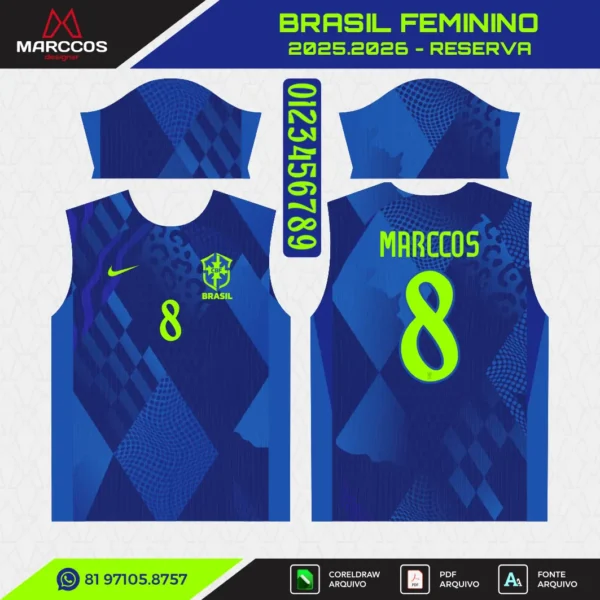 Arte Vetor Camisa Brasil Titular 2025.2026 - Feminino