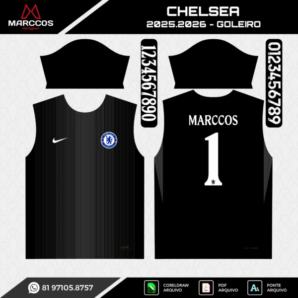 Arte Vetor Camisa Goleiro Chelsea 2025.2026