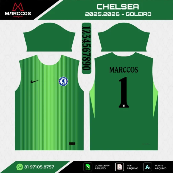 Arte Vetor Camisa Goleiro Chelsea 2025.2026