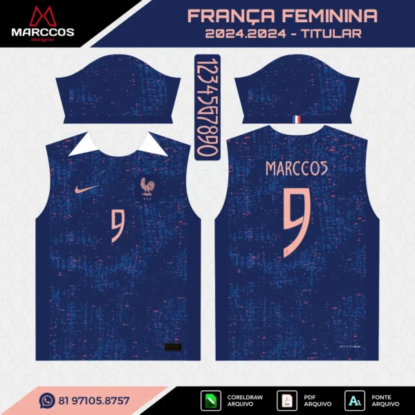 Arte Vetor Camisa França Feminina Titular 2025.2026