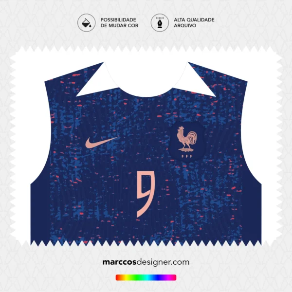 Arte Vetor Camisa França Feminina Titular 2025.2026
