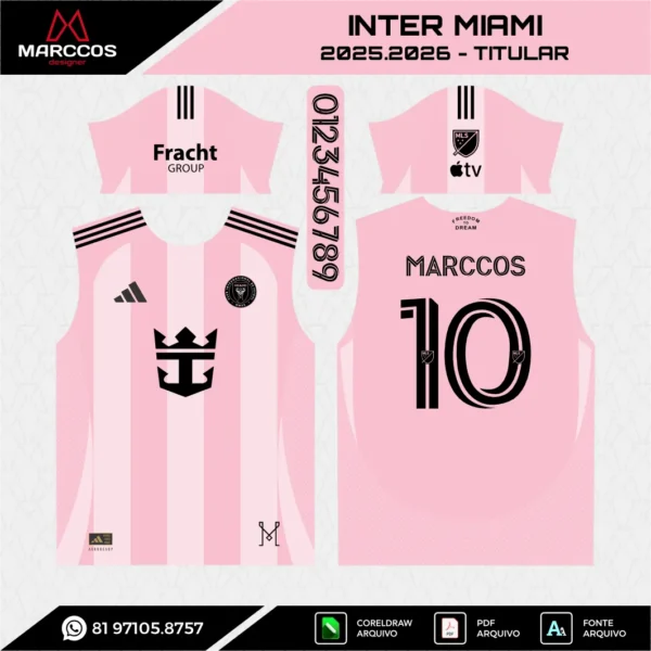 Arte Vetor Camisa Inter Miami Titular 2025.2026