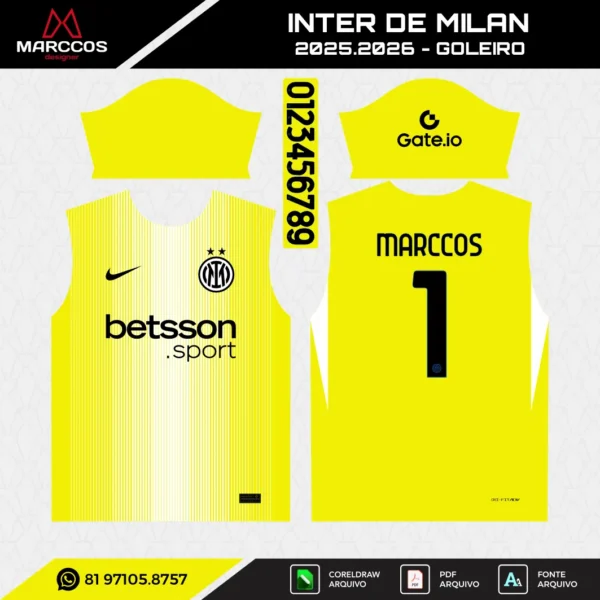 Arte Vetor Camisa Goleiro Inter de Milan 2025.2026
