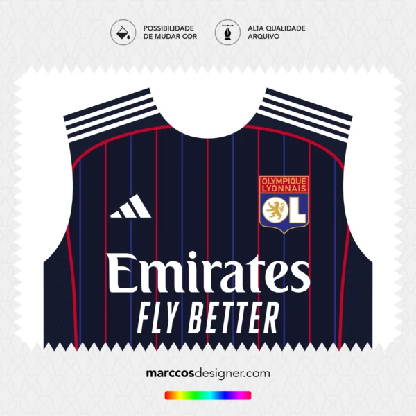 Arte Vetor Camisa Lyon Reserva 2025.2026
