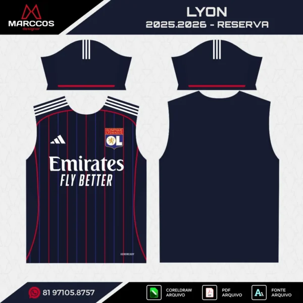 Arte Vetor Camisa Lyon Reserva 2025.2026