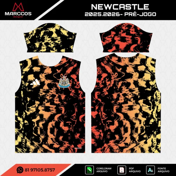 Arte Vetor Camisa Newcastle Pré-Jogo 2025.2026