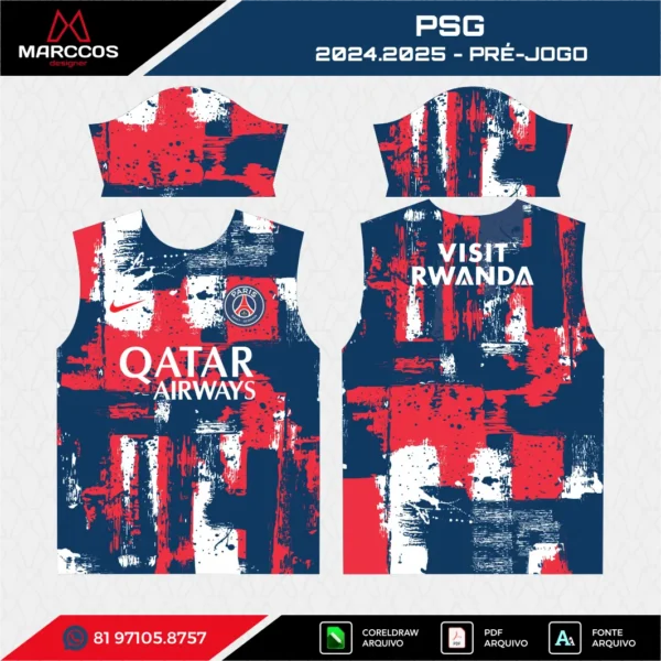 Arte Vetor Camisa PSG Pré-Jogo 2024.2025