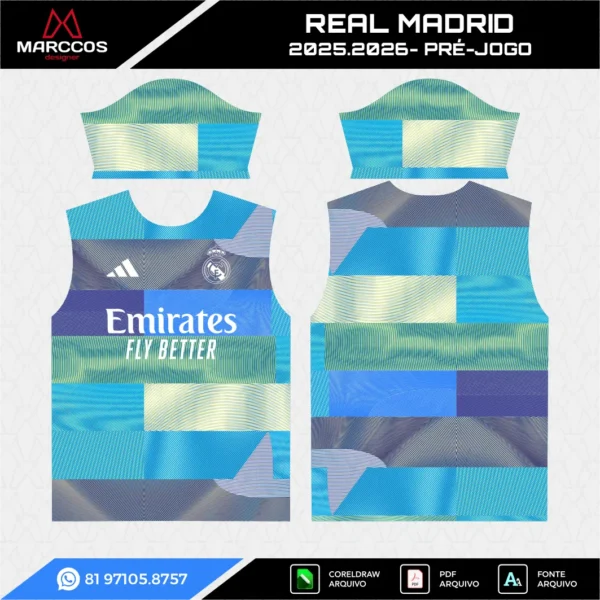 Arte Vetor Camisa Real Madrid Pré-Jogo 2025.2026