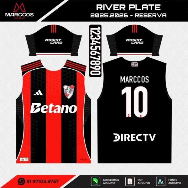 Arte Vetor Camisa River Plate Reserva 2025.2026
