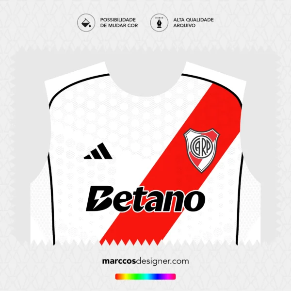 Arte Vetor Camisa River Plate Titular 2025.2026