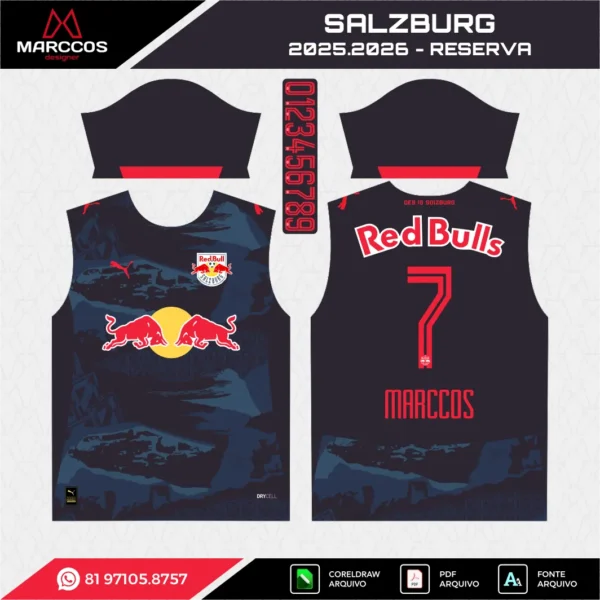 Arte Vetor Camisa Salzburg Reserva 2025.2026 Arte Vetor Camisa Salzburg Reserva 2025.2026