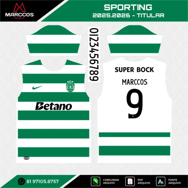 Arte Vetor Camisa Sporting Titular 2025.2026 Arte Vetor Camisa Sporting Titular 2025.2026