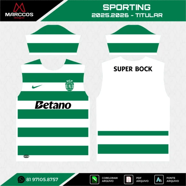 Arte Vetor Camisa Sporting Titular 2025.2026