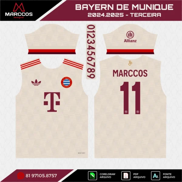 Arte Vetor Terceira Camisa Bayern de Munique 2024.2025