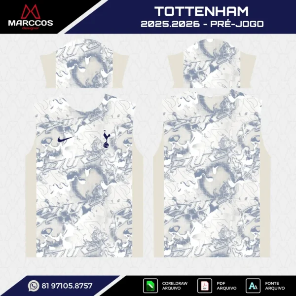 Arte Vetor Camisa Tottenham Pré-Jogo 2025.2026