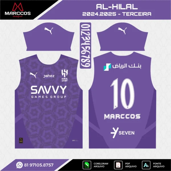 Arte Vetor Terceira Camisa Al-Hilal 2024.2025