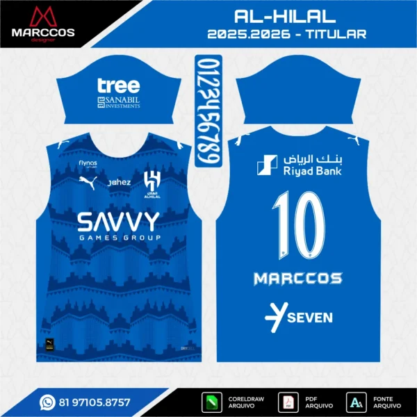 Arte Vetor Camisa Al-HIlal Titular 2025.2026
