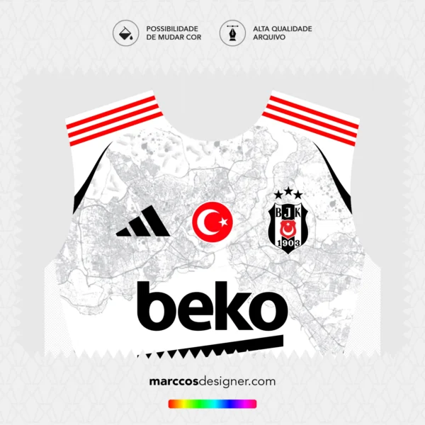 Arte Vetor Camisa Besiktas Titular 2024.2025
