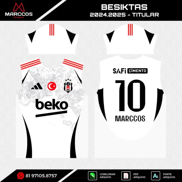 Arte Vetor Camisa Besiktas Titular 2024.2025
