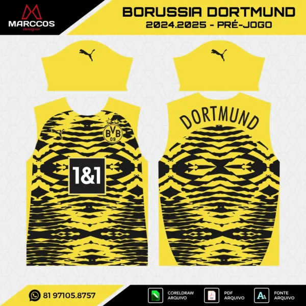 Arte Vetor Camisa Borussia Dortmund Pré-Jogo 2024.2025