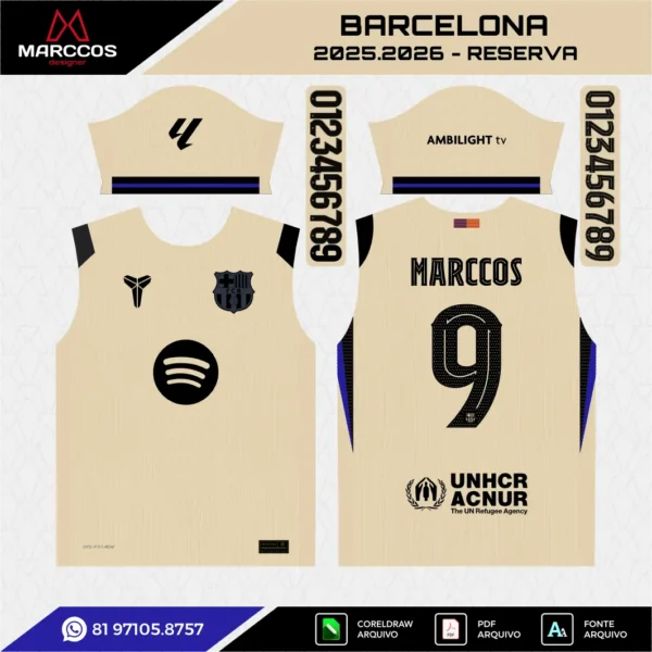 Arte Vetor Camisa Barcelona Reserva 2025.2026