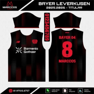 Arte Vetor Camisa Bayer Leverkusen Titular 2025.2026 Arte Vetor Camisa Bayer Leverkusen Titular 2025.2026