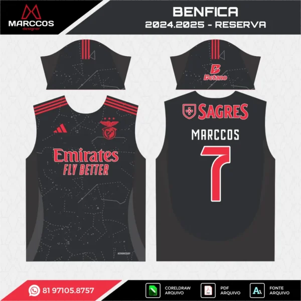 Arte Vetor Camisa Benfica Reserva 2024.2025